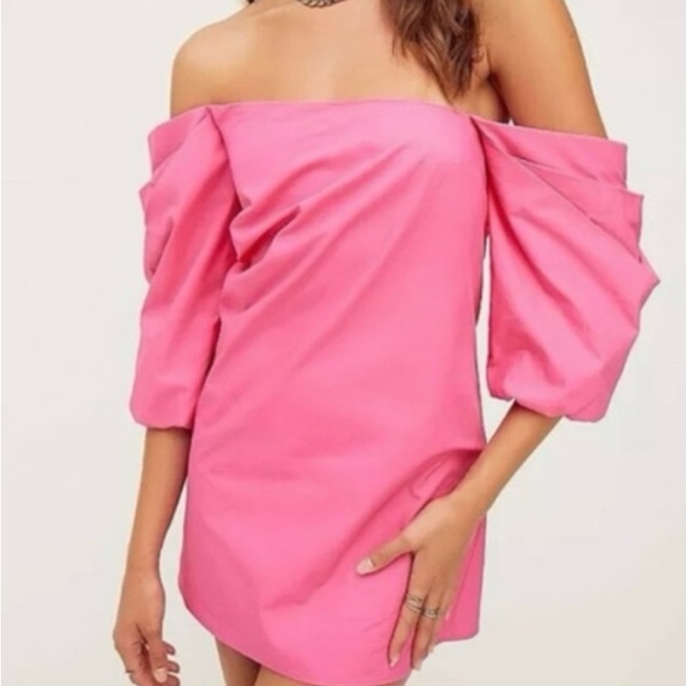 Anthropologie x MareMare pink off the shoulder mini dress